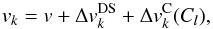 \begin{equation} v_{k}=v+\Delta v^{\rm DS}_{k} + \Delta v^{\rm C}_{k}(C_{l}), \label{eqvshift} \end{equation}