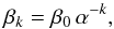 \appendix \setcounter{section}{1} \begin{equation} \beta_k = \beta_0 \, \alpha^{-k}, \label{kirkpatrick} \end{equation}