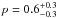 \hbox{$p=0.6^{+0.3}_{-0.3}$}