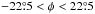 \hbox{$-22\fdg5< \phi < 22\fdg5$}