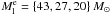 \hbox{$M^\mathrm{e}_\mathrm{l} = \{43, 27, 20\}~M_\odot$}