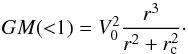 \begin{equation} \label{m} GM({<}1)=V^2_0 \frac{r^{3}} {r^{2} +r_\mathrm{c}^{2}}\cdot \end{equation}