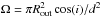 \hbox{$\Omega=\pi R_{\rm out}^2 \cos(i)/d^2$}