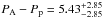 \hbox{$P_{\rm A} - P_{\rm p} = 5.43^{+2.85}_{-2.85}$}