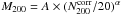 \hbox{$M_{200}=A\times(N_{200}^{\rm{corr}}/20)^{\alpha}$}