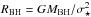 \hbox{$R_{\rm BH}=GM_{\rm BH}/\sigma_\star^2$}