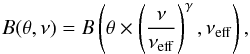 \appendix \setcounter{section}{2} \begin{equation} B(\theta,\nu) = B\left(\theta \times \left( \frac{\nu}{\nu_{\rm eff}}\right)^{\gamma},\nu_{\rm eff}\right), \end{equation}
