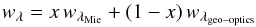\appendix \setcounter{section}{1} \begin{equation} w_{\lambda} = x\,w_{\lambda_{\rm Mie}} + (1-x)\,w_{\lambda_{\rm geo-optics}} \end{equation}