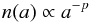 \begin{equation} {n(a) \propto a^{-p}} \end{equation}