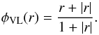 \begin{equation} \label{eq:sl_vanleer} \phi_\mathrm{VL}(r) = \frac{r + |r|}{1 + |r|}. \end{equation}