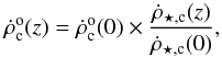 \begin{equation} \dot{\rho}^{\rm o}_{\rm c}(z)= \dot{\rho}^{\rm o}_{\rm c}(0) \times \frac{\dot{\rho}_{\rm \star,c}(z)}{\dot{\rho}_{\rm \star,c}(0)} , \end{equation}