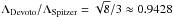 \hbox{$\Lambda_{\text{Devoto}}/ \Lambda_{\text{Spitzer}} =\sqrt{8}/3 \approx0.9428$}