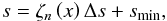 \begin{eqnarray} s = \zeta_{n}\left(x\right)\Delta s+s_{\mathrm{min}},\label{eq:entropy} \end{eqnarray}