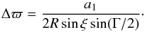 \begin{equation} \Delta \varpi = \frac{a_1}{2R\sin\xi\sin(\Gamma/2)}\cdot \label{eq:shift} \end{equation}
