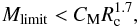 \begin{eqnarray} M_{\rm limit} < C_{\rm M} R_{\rm c}^{1.7}, \end{eqnarray}