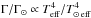 \hbox{$\Gamma/\Gamma_\odot \propto T_\mathrm{eff}^4/T_{\odot \, \mathrm{eff}}^4$}