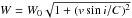 \hbox{$W=W_0\sqrt{1+(v\sin i/C)^2}$}
