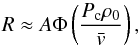 \begin{equation} R \approx A\Phi\left(\frac{P_{\rm c}\rho_0}{\bar{v}}\right), \label{eq:rate} \end{equation}