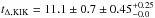 \hbox{$t_{\Delta,{\rm KIK}}=11.1\pm0.7\pm0.45^{+0.25}_{-0.0}$}