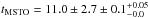 \hbox{$t_{\rm MSTO}=11.0\pm2.7\pm0.1^{+0.05}_{-0.0}$}