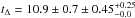 \hbox{$t_{\Delta}=10.9\pm0.7\pm0.45^{+0.25}_{-0.0}$}
