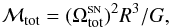 \begin{equation} {\cal M}_{\rm tot} = (\Omega^{\scriptscriptstyle\rm SN}_{\rm tot})^2 R^3/G , \label{Eq7} \end{equation}