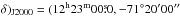 \hbox{$\delta)_{\rm J2000}=(12^{\rm h}23^{\rm m}00\fs0,-71\degr20\arcmin00\arcsec$}