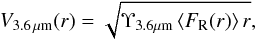 \begin{equation} V_{\rm 3.6\,\mu m}(r)=\sqrt{\Upsilon_{3.6\rm \mu m}\left<F_{\rm R}(r)\right> r}, \end{equation}