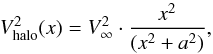 \begin{equation} V^{2}_{\rm halo}(x)=V_{\infty}^2 \cdot \frac{x^2}{(x^2+a^2)}, \label{urc_iso} \end{equation}