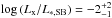 \hbox{$\log{(L_{\rm x}/L_{\rm *,SB})} = -2^{+2}_{-1}$}