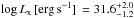 \hbox{$\log{L_{\rm x}\,[{\rm erg\,{\rm s}^{-1}}]}\,= 31.6^{+2.0}_{-1.2}$}