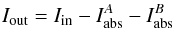 \appendix \setcounter{section}{2} \begin{equation} \label{eq_sep_contr} I_{\rm out}=I_{\rm in}-I_{\rm abs}^A-I_{\rm abs}^B \end{equation}