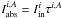 \hbox{$I_{\rm abs}^{i,A}=I_{\rm in}^i\tau^{i,A}$}