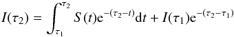 \appendix \setcounter{section}{2} \begin{equation} I(\tau_2)=\int^{\tau_2}_{\tau_1}S(t){\rm e}^{-(\tau_2-t)}{\rm d}t+I(\tau_1){\rm e}^{-(\tau_2-\tau_1)} \end{equation}