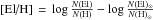 \hbox{$\textrm{[El/H]}\,=\,\log\frac{N(\textrm{El})}{N(\textrm{H})}-\log\frac{N(\textrm{El})_{\odot}}{N(\textrm{H})_{\odot}}$}