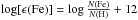 \hbox{$\log[\epsilon(\textrm{Fe})]=\log\frac{N(\textrm{Fe})}{N(\textrm{H})}+12$}