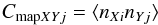 \begin{equation} C_{{\rm map}XYj} = \langle n_{Xi}n_{Yj} \rangle \end{equation}