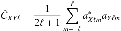 \begin{equation} \hat C_{XY\ell} = \frac{1}{2\ell+1} \sum_{m=-\ell}^\ell a_{X\ell m}^{\ast} a_{Y\ell m} \label{MC_bias} \end{equation}