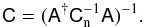 \begin{equation} \tens{C} = (\Amat^{\dagger}\Cn^{-1}\Amat)^{-1}\text{.} \label{whitenoise_ncvm} \end{equation}