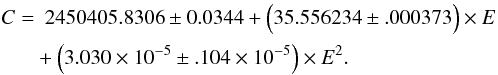 \begin{eqnarray*} C = && \ \ 2450405.8306 \pm 0.0344 + \Bigl(35.556234\pm .000373\Bigr) \times E\nonumber\\ && + \Bigl(3.030 \times 10^{-5} \pm .104 \times 10^{-5}\Bigr) \times E^2. \end{eqnarray*}