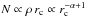 \hbox{$N \propto \rho \, r_{\rm c} \propto r_{\rm c}^{-\alpha+1}$}