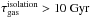 \hbox{$\tau_{\mathrm{gas}}^{\mathrm{isolation}} > 10\ \mathrm{Gyr}$}