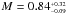 \hbox{$M = 0.84^{_{+0.32}}_{^{-0.09}}$}