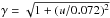 \hbox{$\gamma = \sqrt{1+(u/0.072)^2}$}