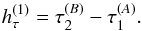 \begin{eqnarray} h^{(1)}_{\tau}=\tau^{(B)}_{2}-\tau^{(A)}_{1}\label{eq:paper4timeTransferObservable}. \end{eqnarray}