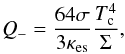 \begin{equation} \label{eq:Qminusthick} Q_-=\frac{64\sigma}{3\kappa_{\rm es}}\frac{T_{\rm c}^4}{\Sigma}, \end{equation}