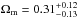 \hbox{$\Omega_{\rm m}=0.31^{+0.12}_{-0.13}$}