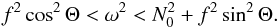 \begin{eqnarray} \label{approx1} f^2 \cos^2 \Theta < \omega^2 < N_0^2 + f^2 \sin^2 \Theta. \end{eqnarray}