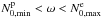 \hbox{$N^{\rm p}_{0,{\rm min}} < \omega < N^{\rm e}_{0,{\rm max}}$}