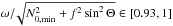 \hbox{$\omega/\!\sqrt{N_{0,{\rm min}}^2+f^2\sin^2\Theta} \in [0.93, 1]$}